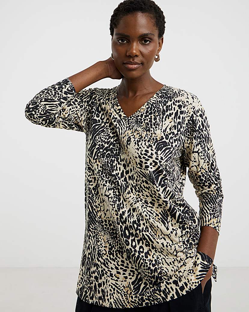 New In - V Neck Split Hem Slouch T-Shirt