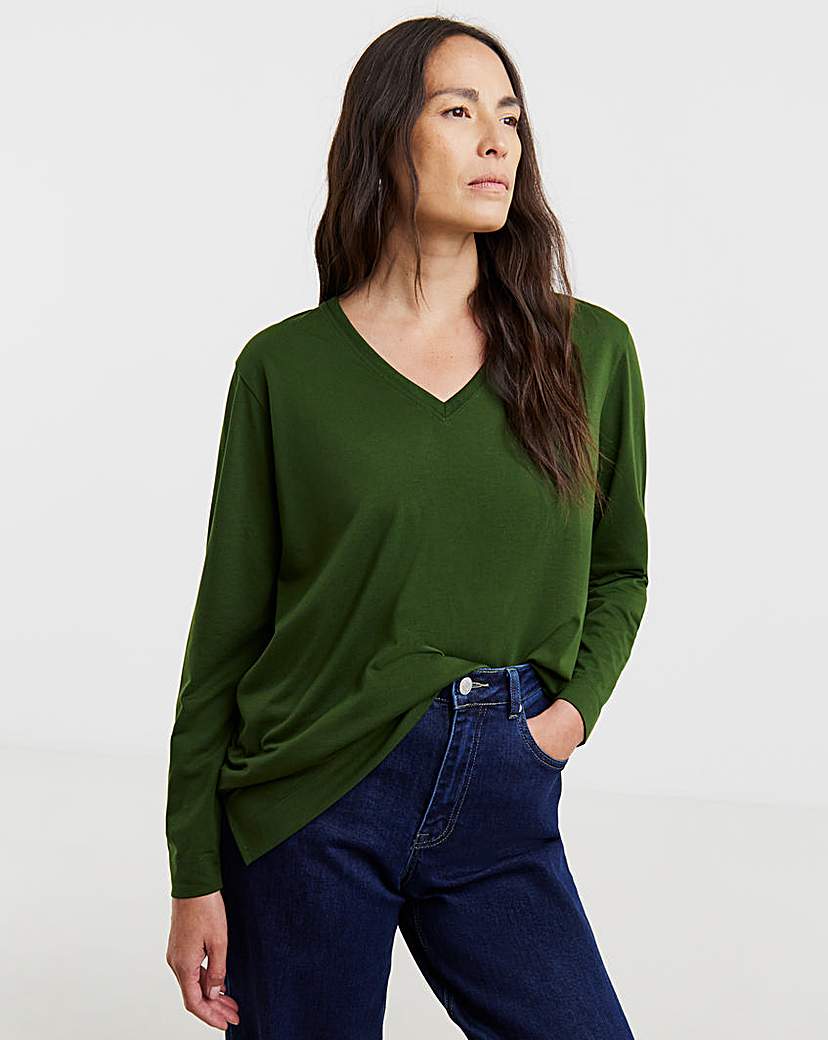 New In - V Neck Split Hem Slouch T-Shirt