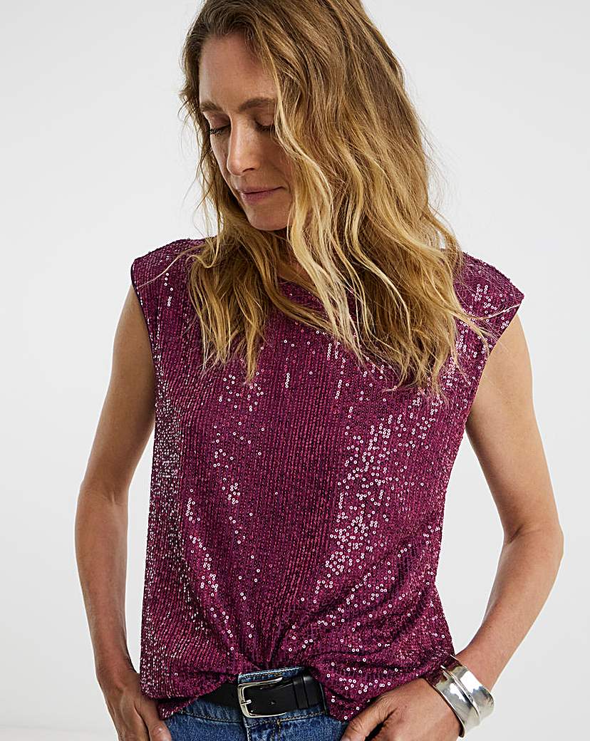 New In - Sequin Cap Sleeve Vest