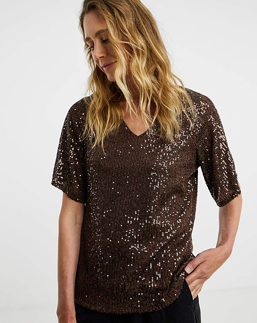 New In - Sequin Sleeve T-Shirt