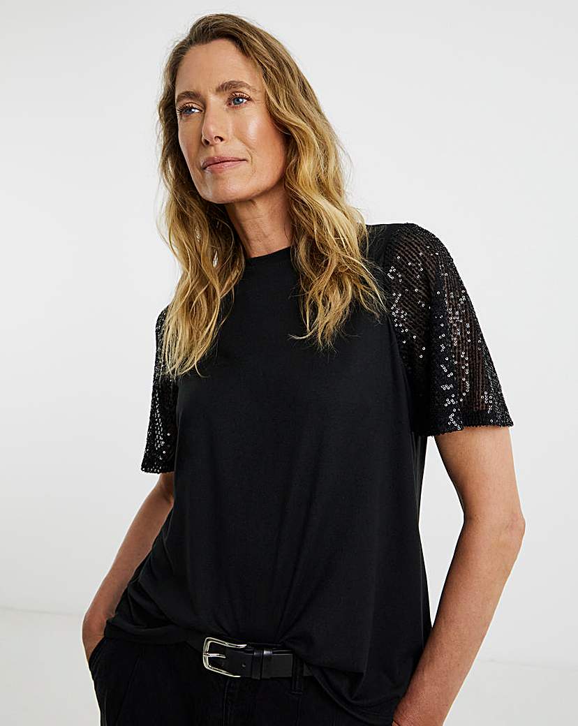 New In - Sequin Sleeve T-Shirt