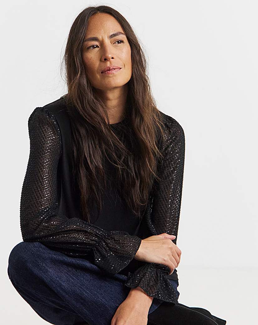 New In - Tinsel Texture Sleeve Top