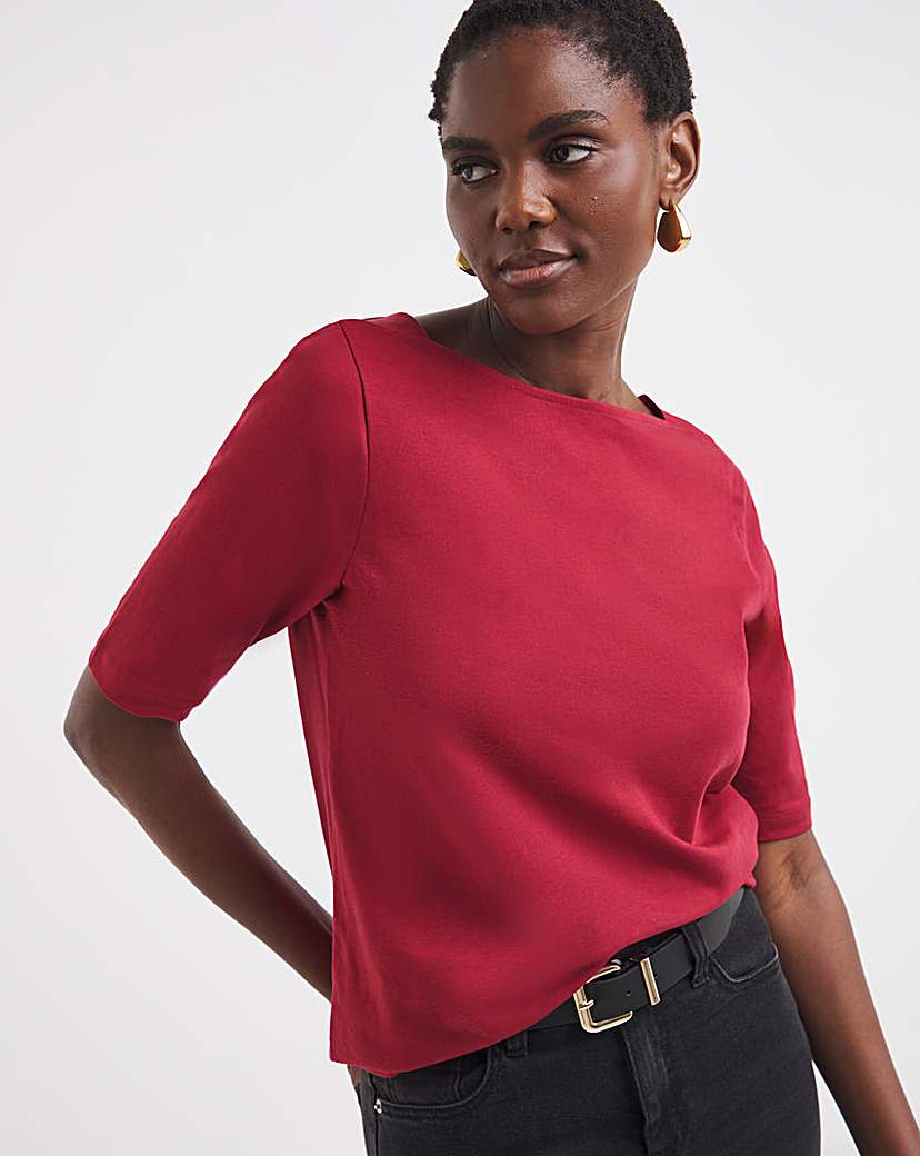 New In - Slash Neck 3/4 Sleeve Top