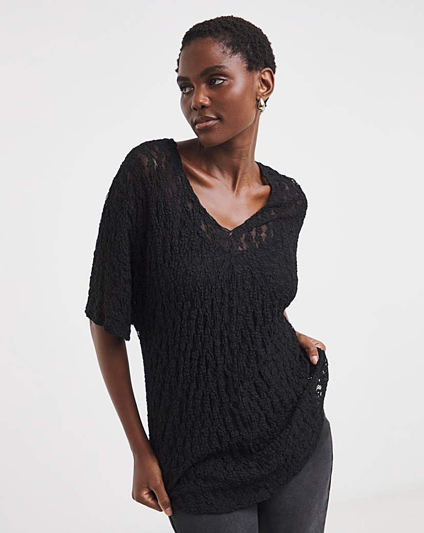 Bubble Lace V-Neck Top