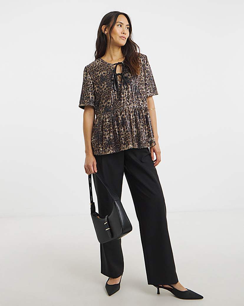 Sequin Tie Front Top