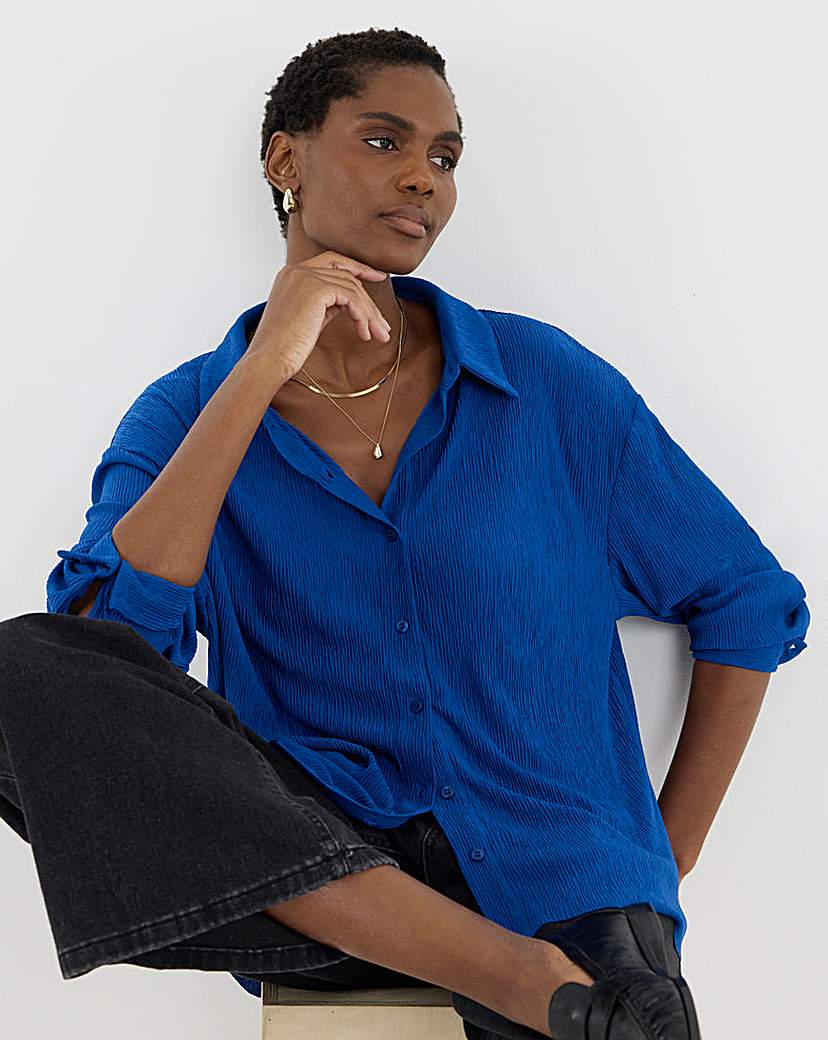 Fine Plisse Soft Shirt Cobalt JD Williams …