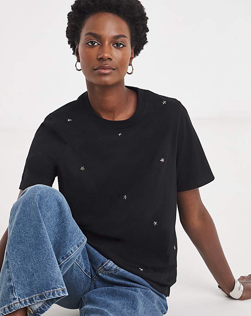 Star Heatseal TShirt Black JD Williams Size …