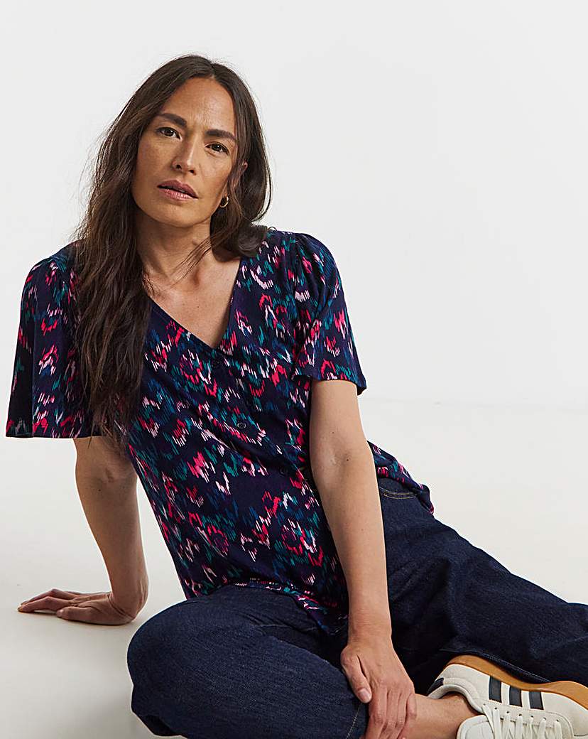 New In - Button Front Angel Sleeve Top