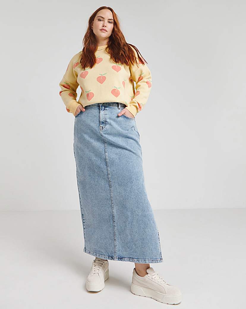 Peach Pattern Crew Neck Jumper