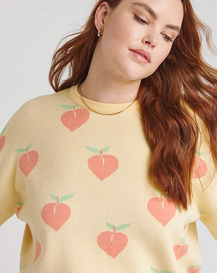 Peach Pattern Crew Neck Jumper