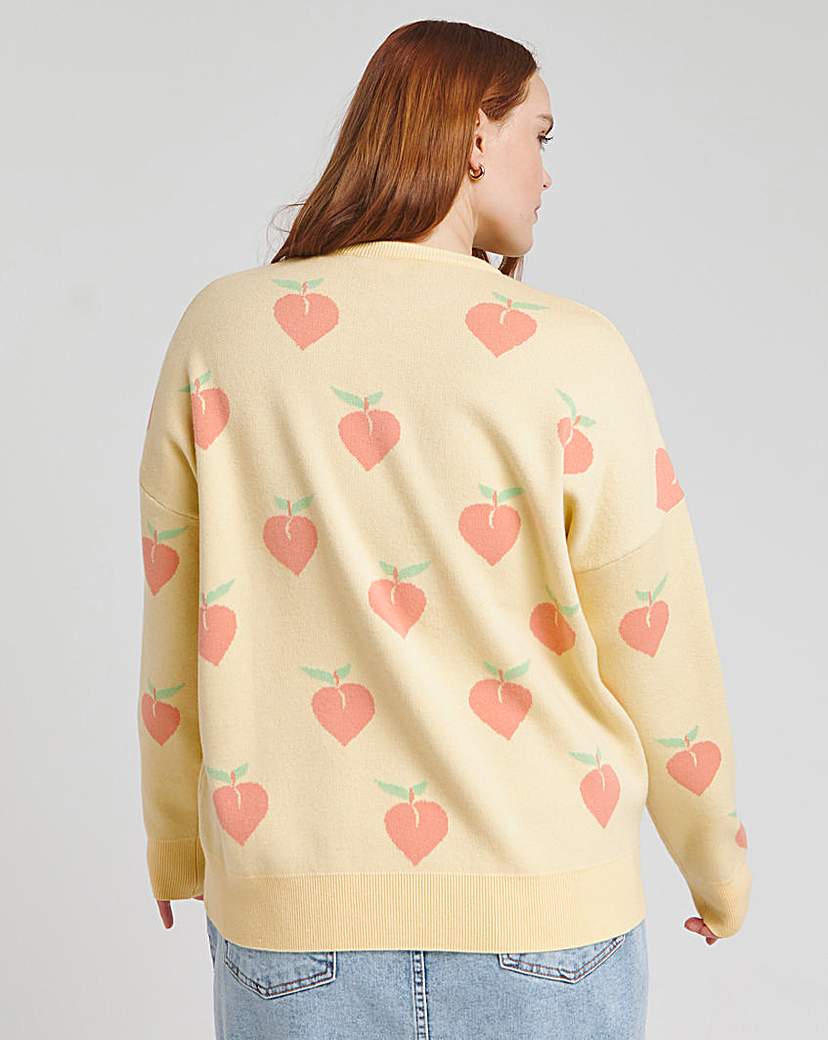 Peach Pattern Crew Neck Jumper