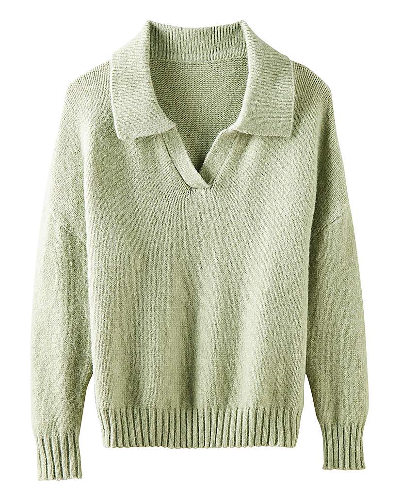 Sage Open Collar Detail Jumper