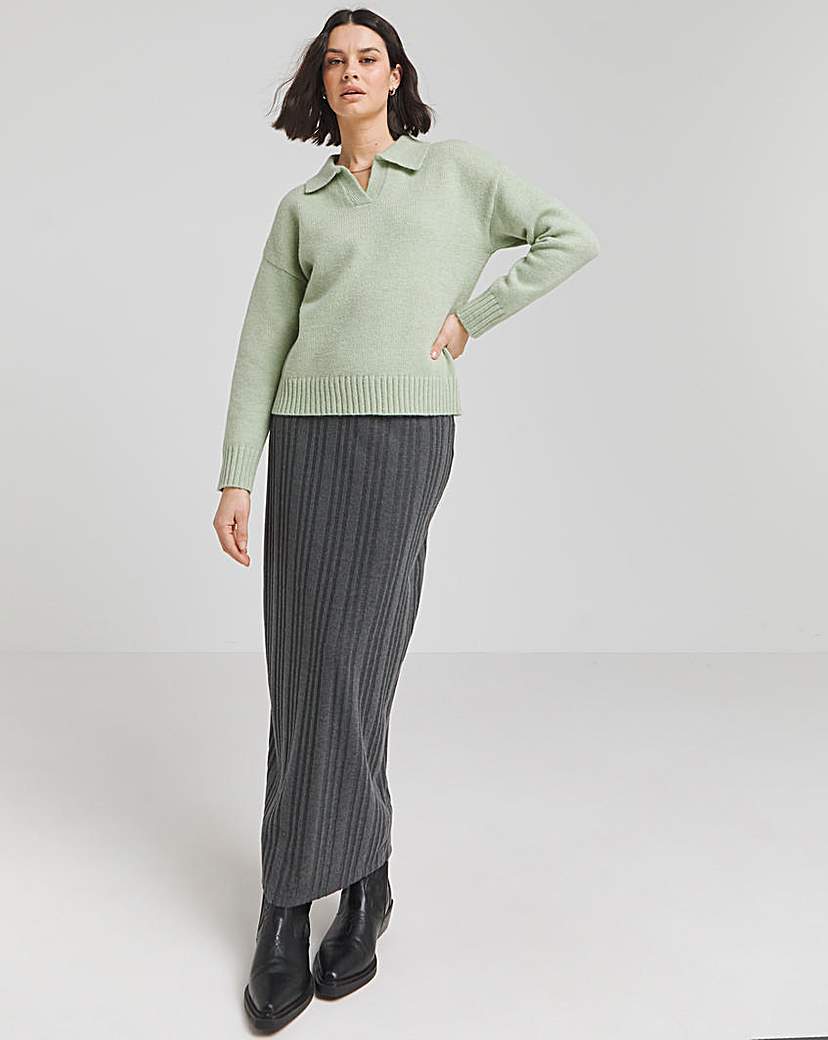 Sage Open Collar Detail Jumper