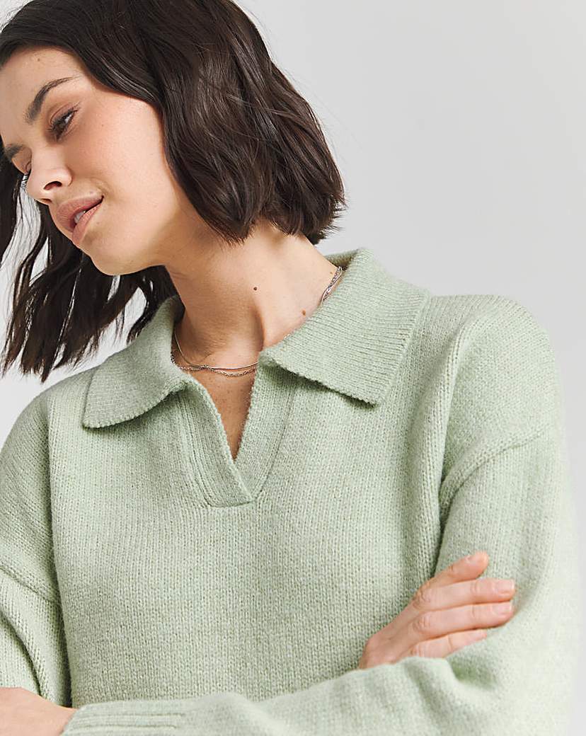 Sage Open Collar Detail Jumper