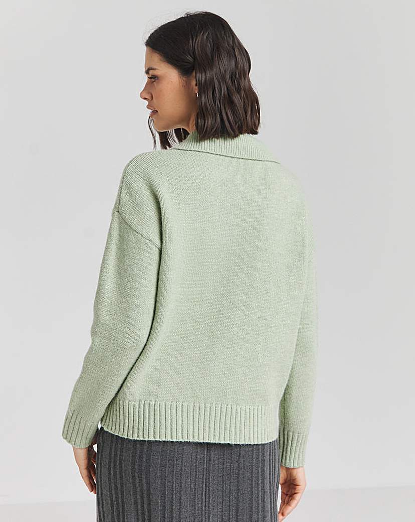 Sage Open Collar Detail Jumper