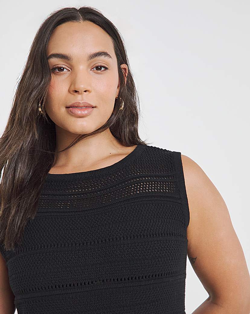 Black Crochet Midi Dress