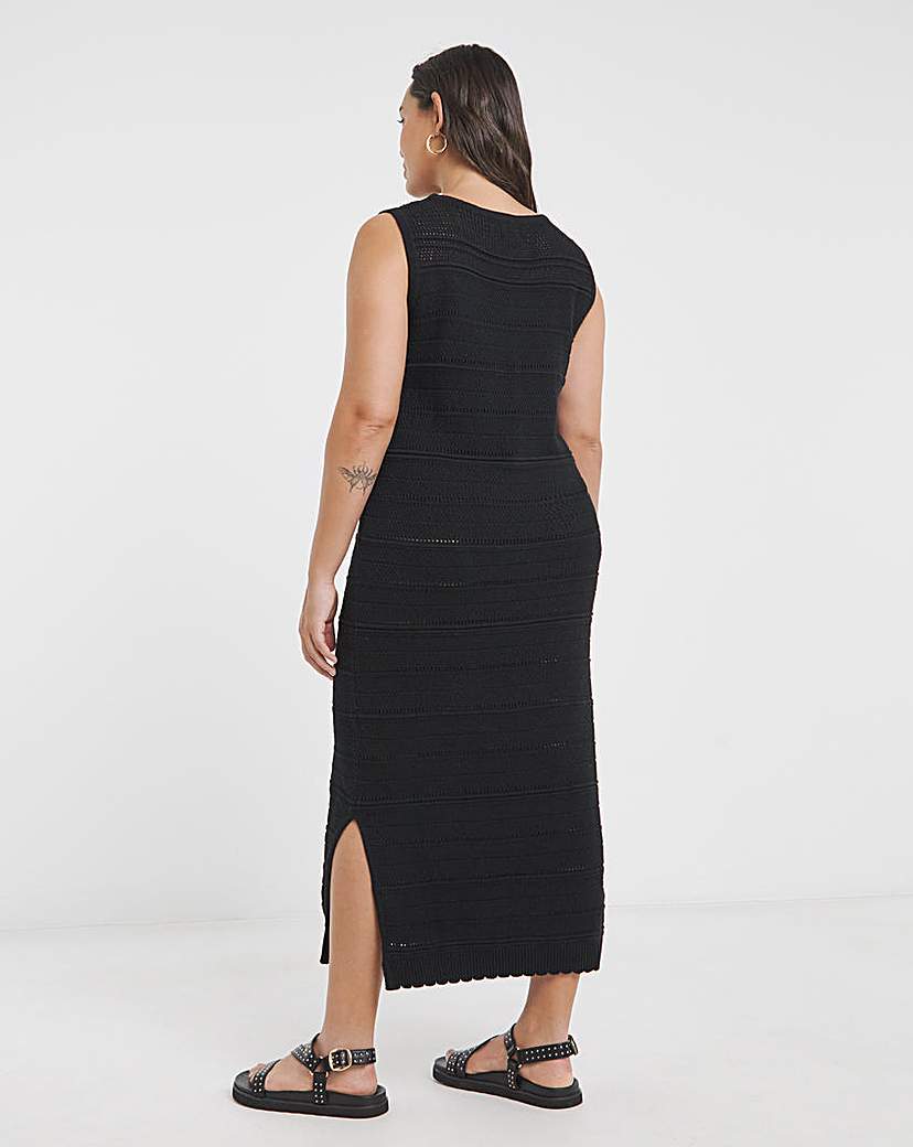 Black Crochet Midi Dress