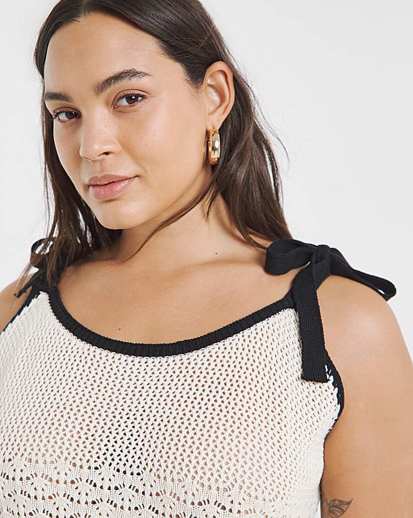 Cream Crochet Tie Shoulder Cami