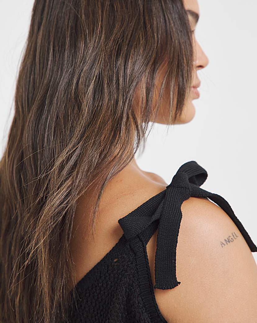 Black Crochet Tie Shoulder Cami