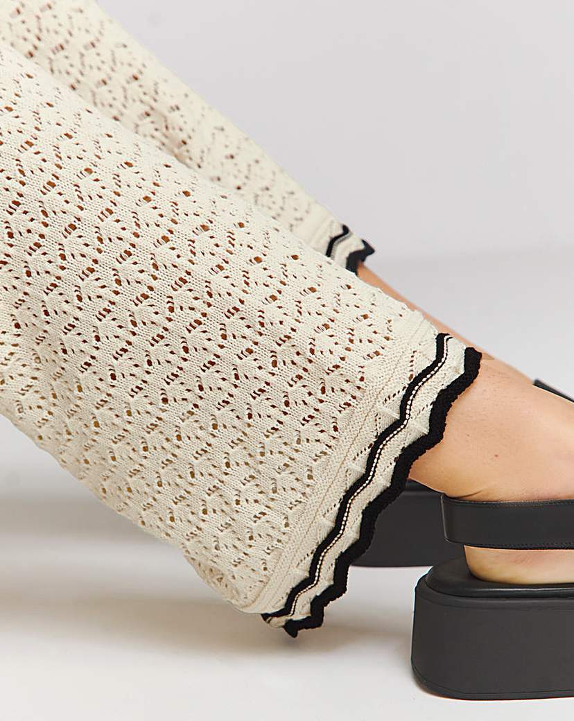 Cream Crochet Wide Leg Trouser