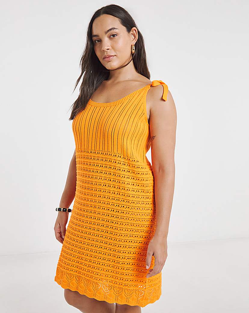 Simply Be Orange Crochet Mini Dress