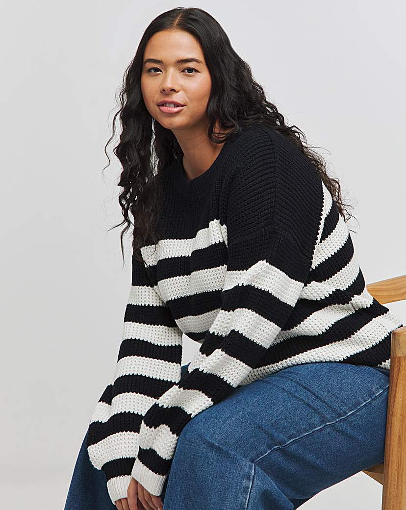 Mono Stripe Waffle Jumper