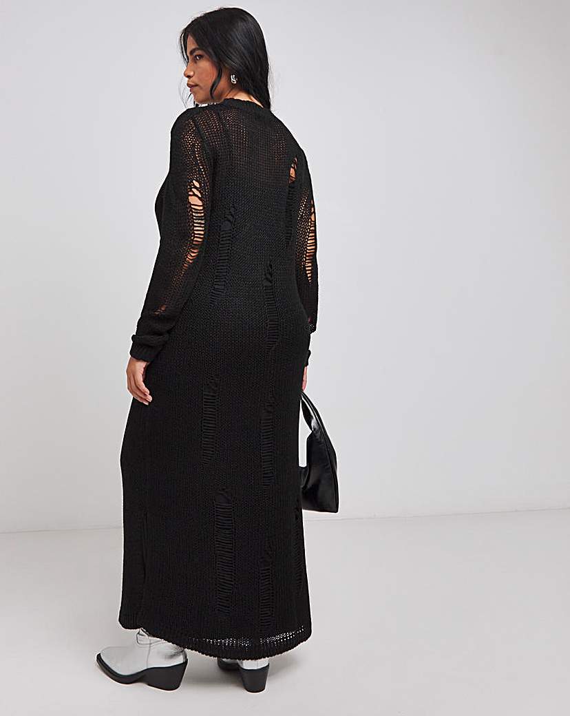Black Ladder Knitted Dress