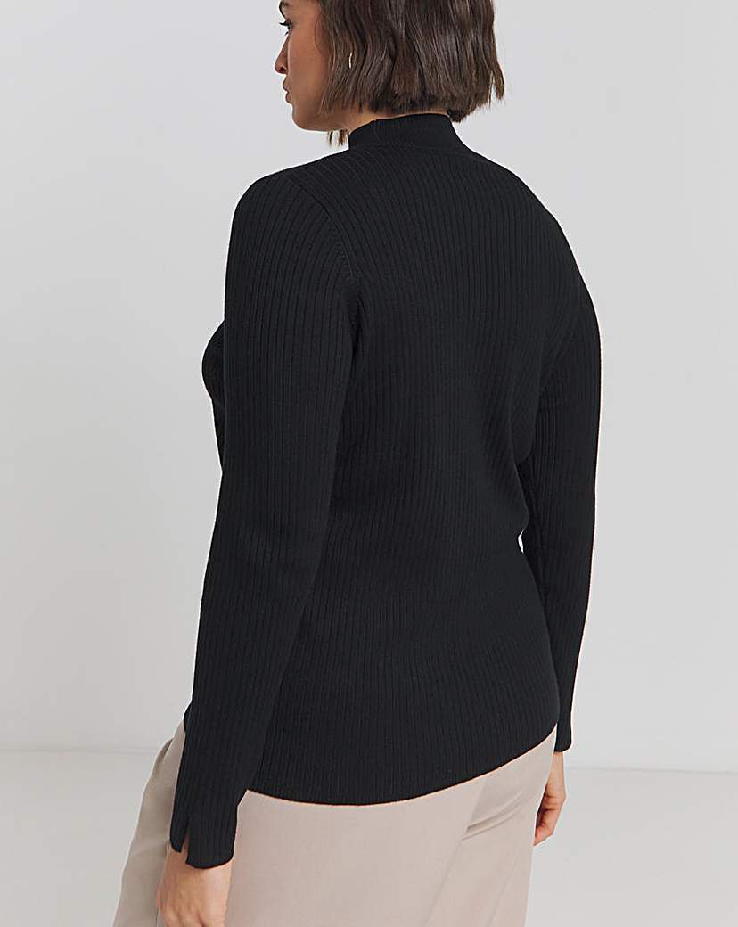 Black Mock Neck Rib Jumper