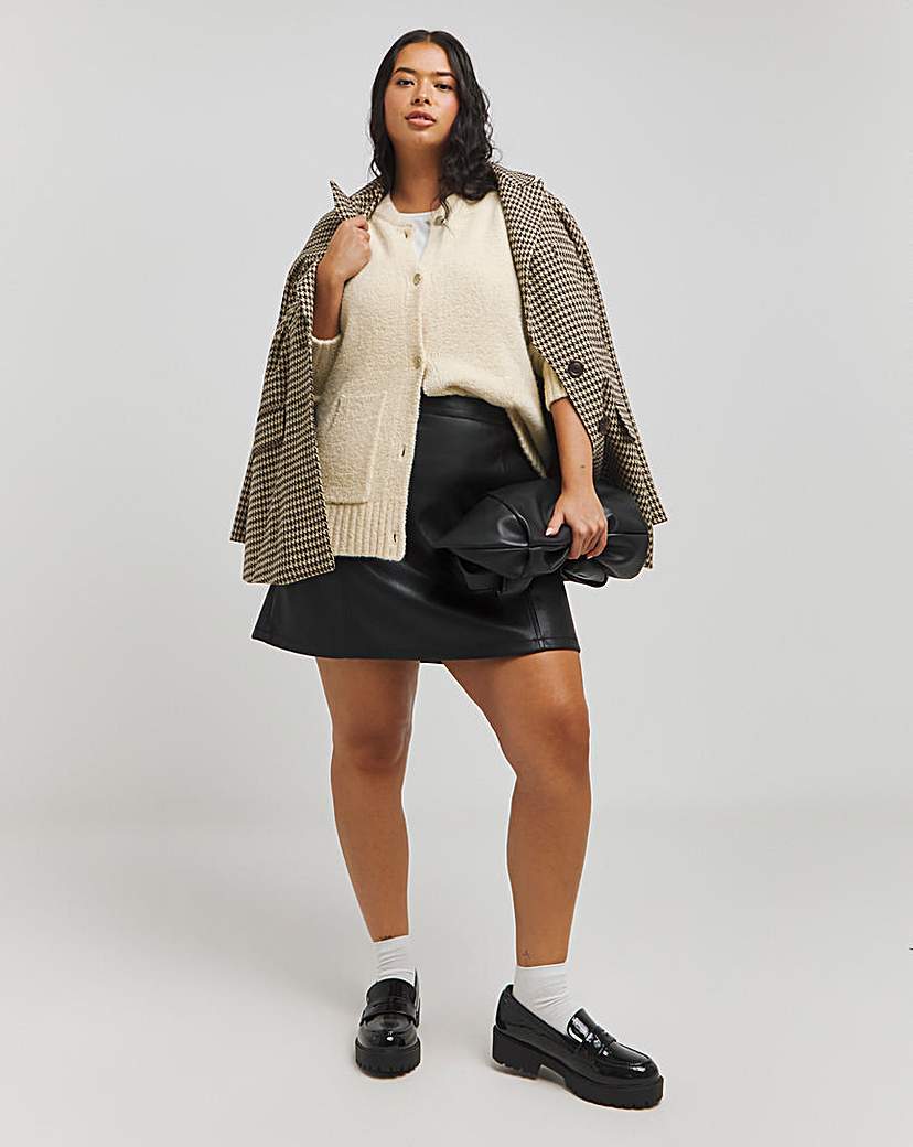Cream Boucle Knitted Bomber Jacket