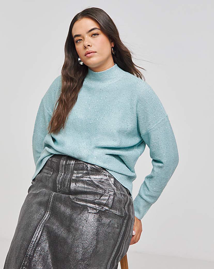 Blue Metallic Sequin Jumper