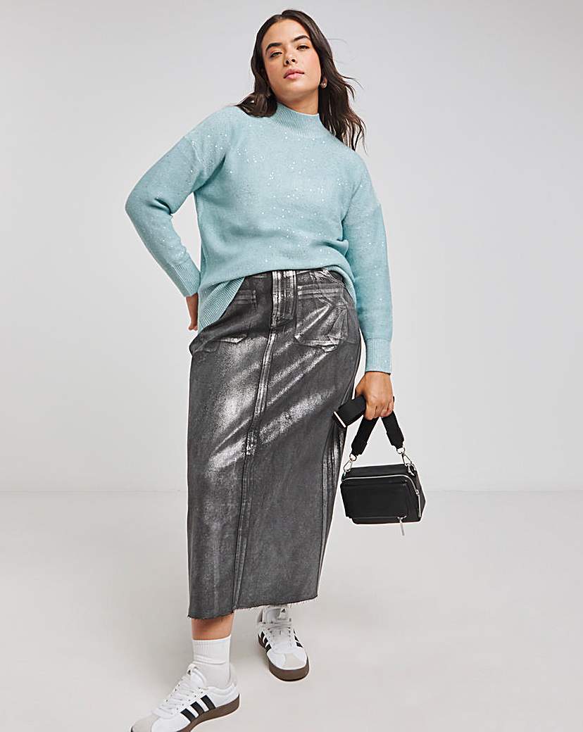Blue Metallic Sequin Jumper