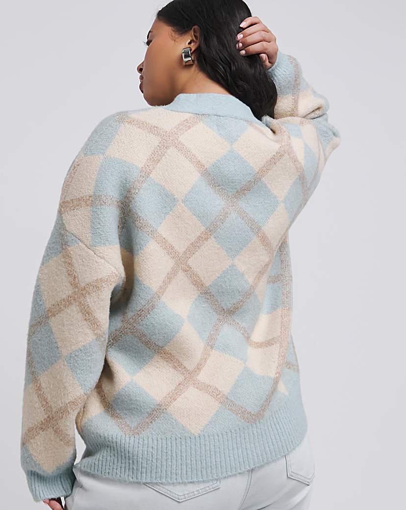 Argyle Button Through Cardigan