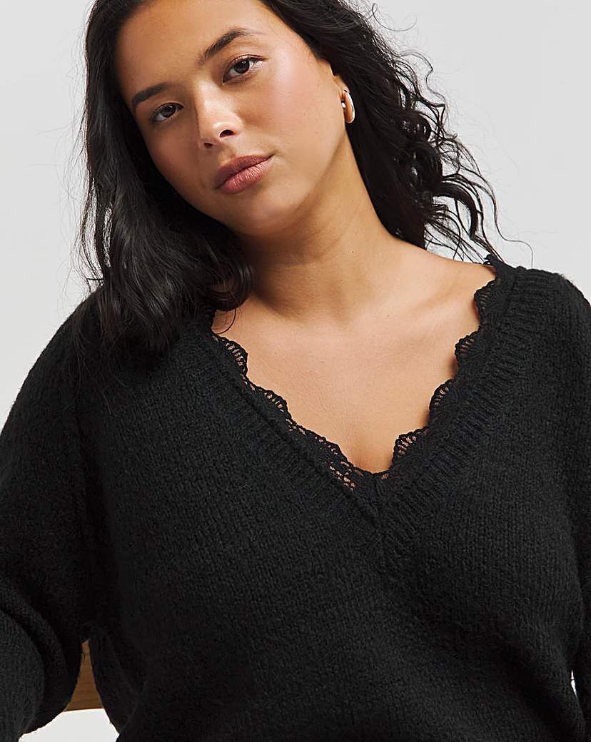 Lace Trim Longline Jumper