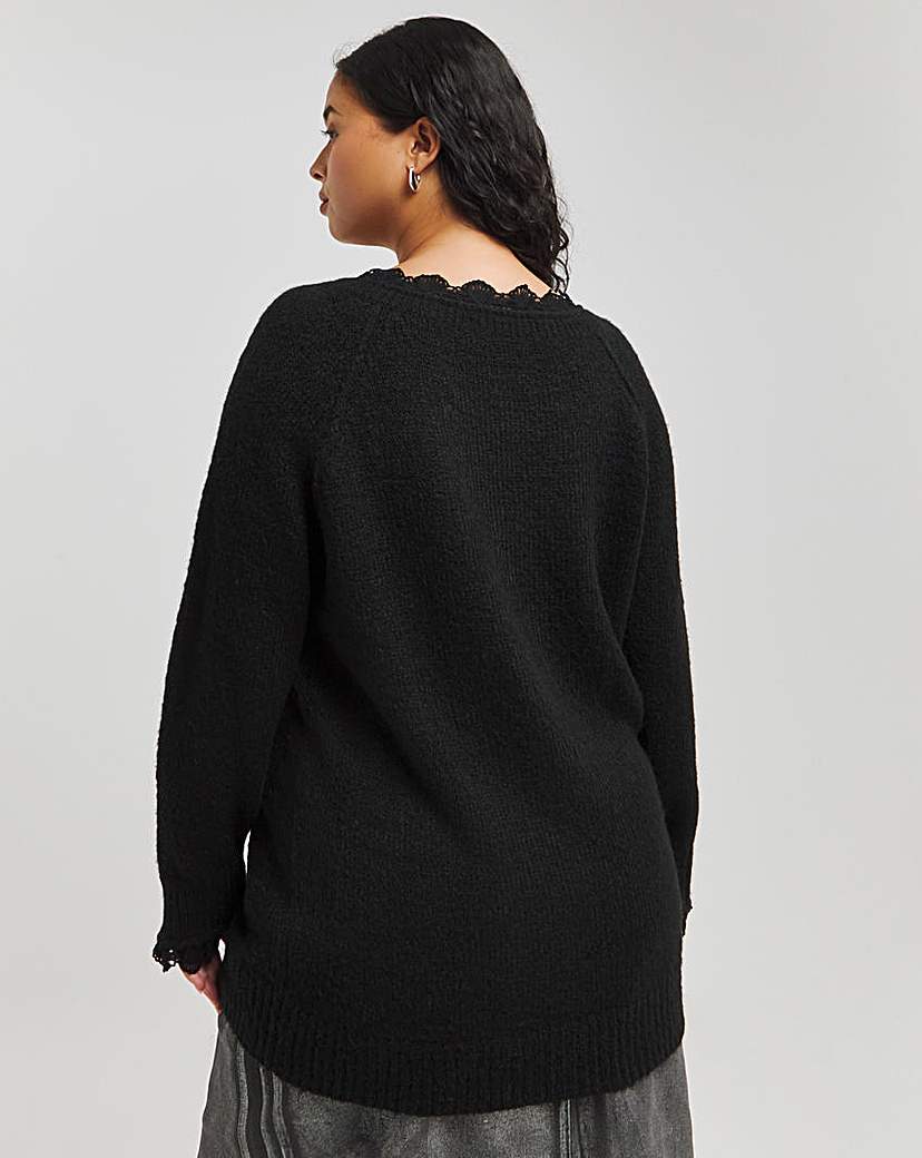 Lace Trim Longline Jumper