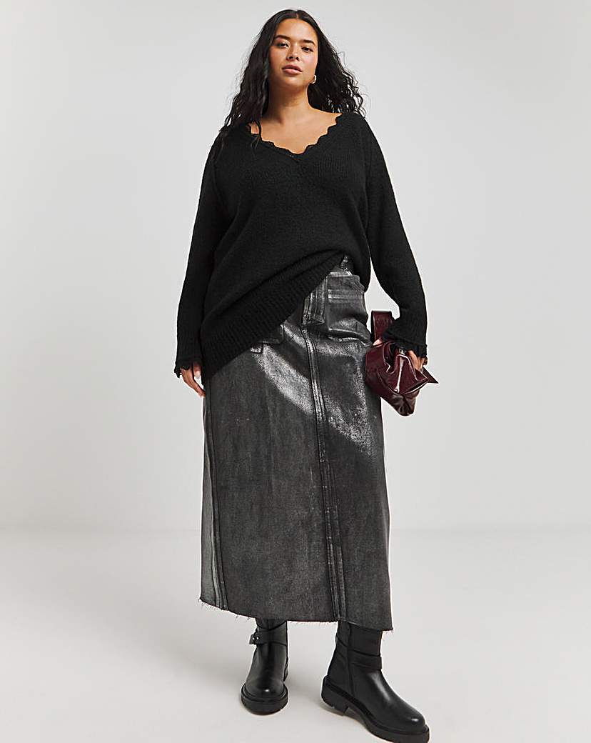 Lace Trim Longline Jumper