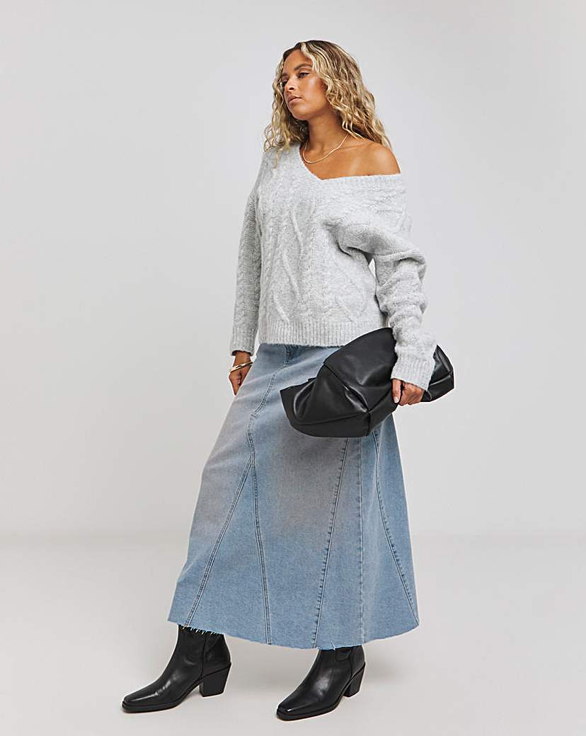 V Neck Cable Knit Jumper