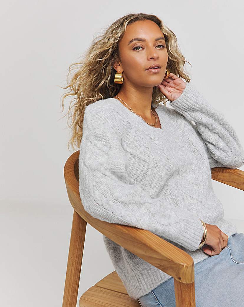 V Neck Cable Knit Jumper