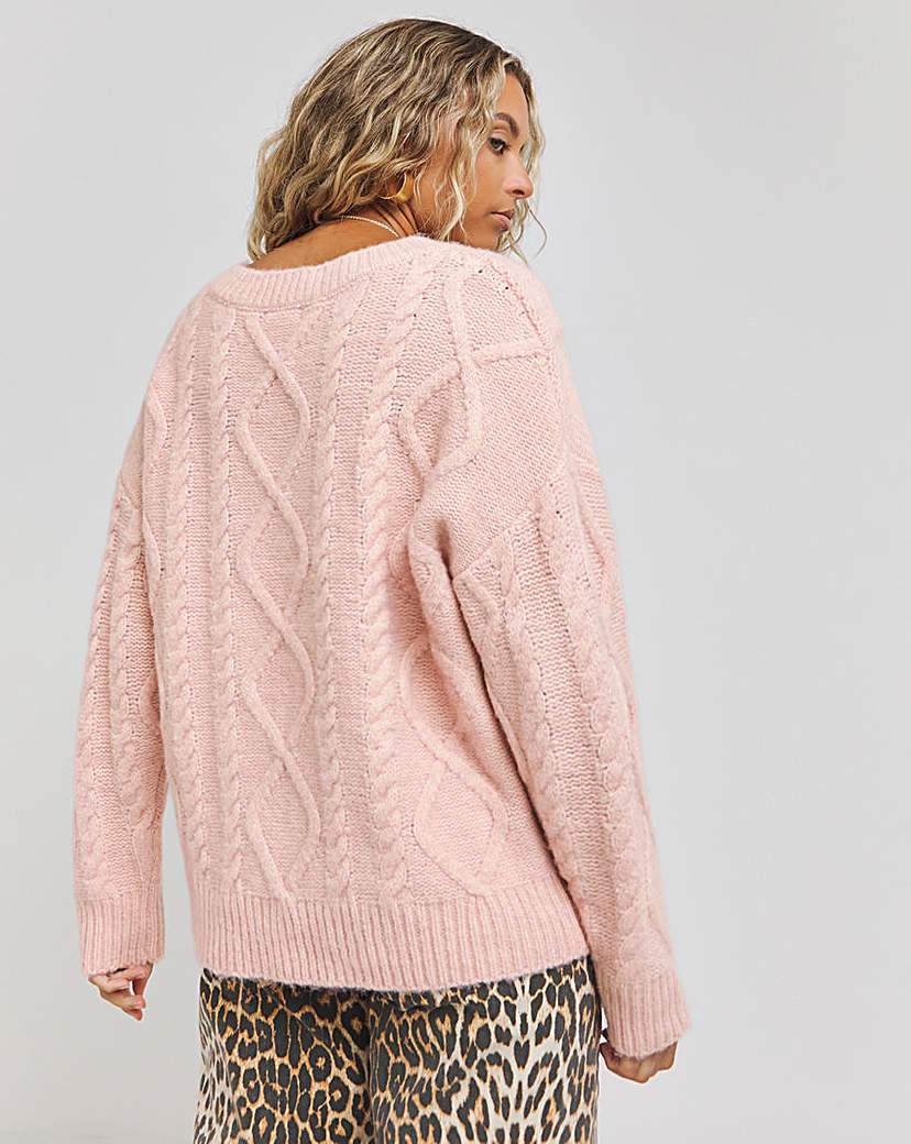 V Neck Cable Knit Jumper