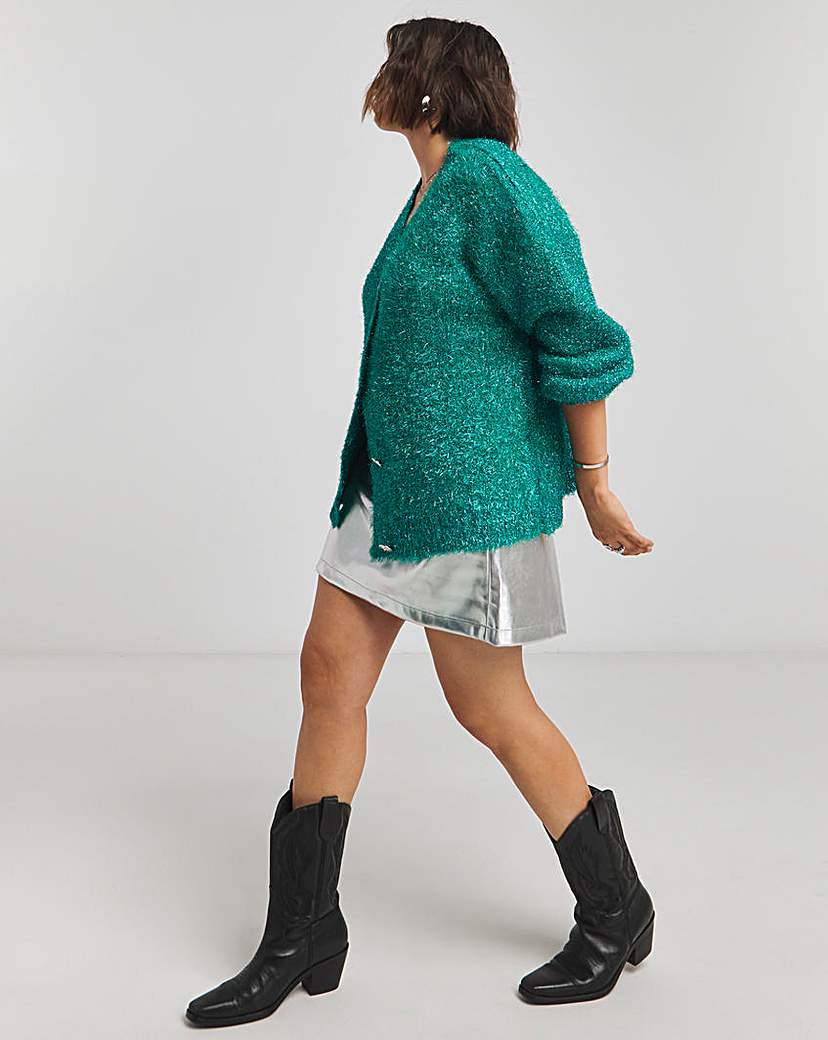 SBE X TW Green Tinsel Cardigan