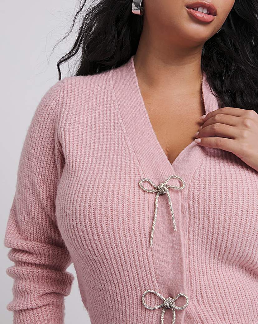 Pink Diamante Bow Cardigan