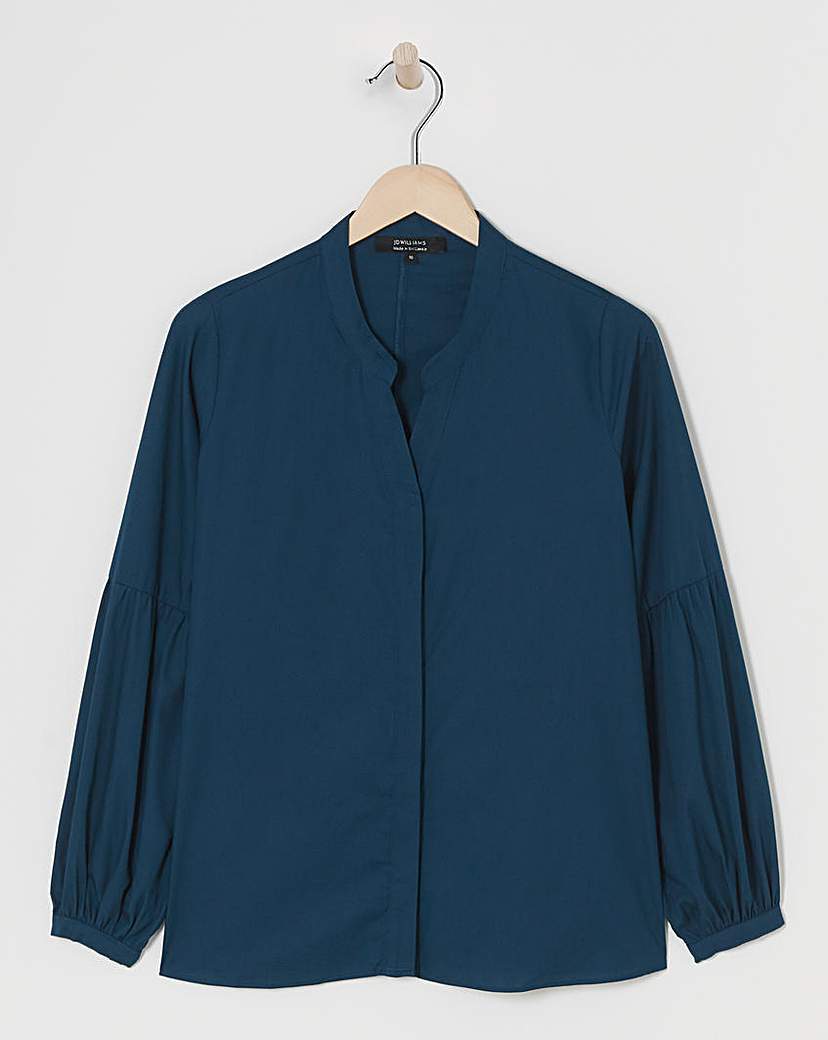 Collarless Button Through Blouse