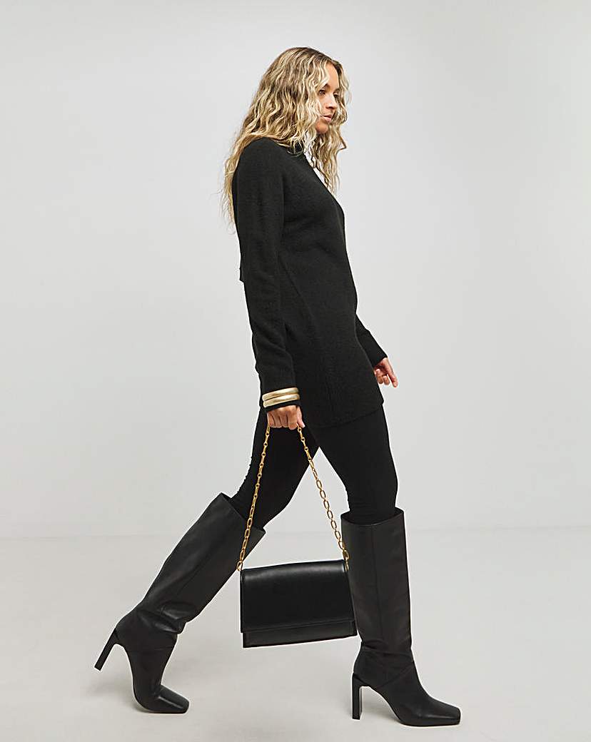 Black Satin Bow Back Longline Jumper