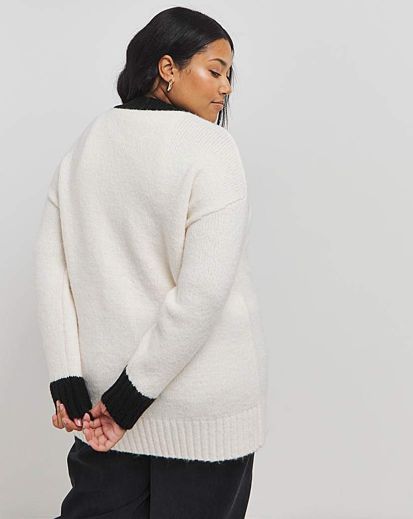Mono Tipped Boyfriend Cardigan