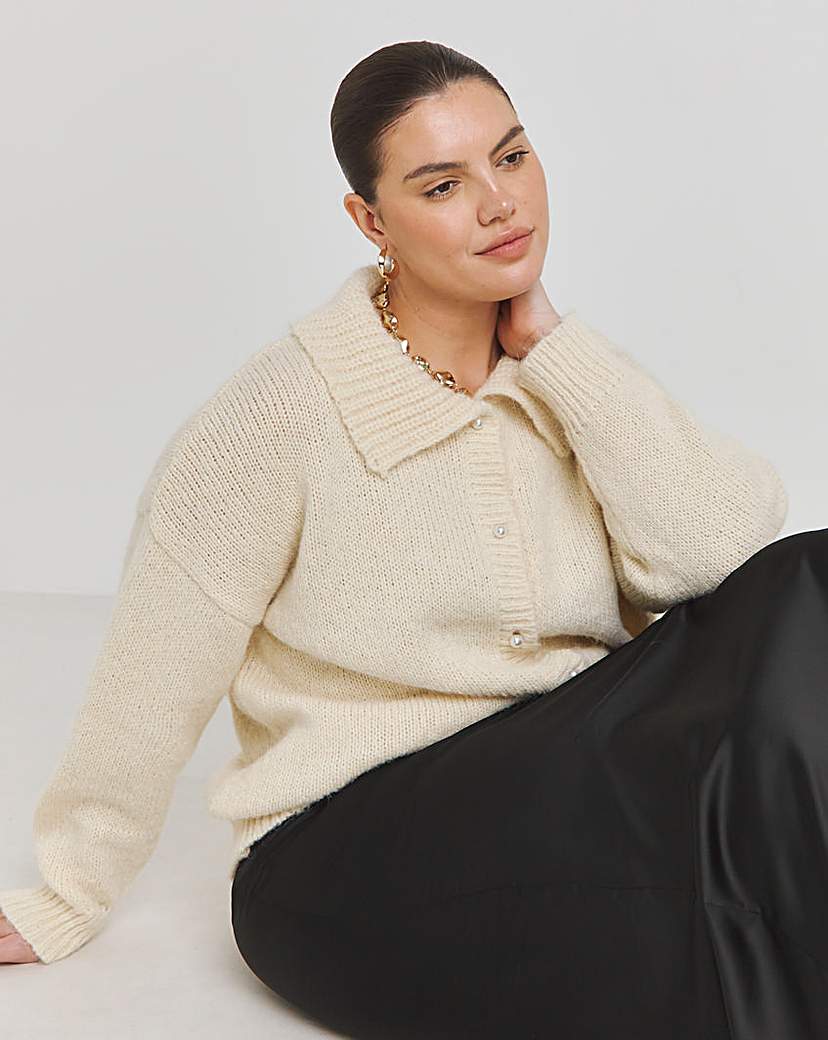 Cream Collar Cardigan
