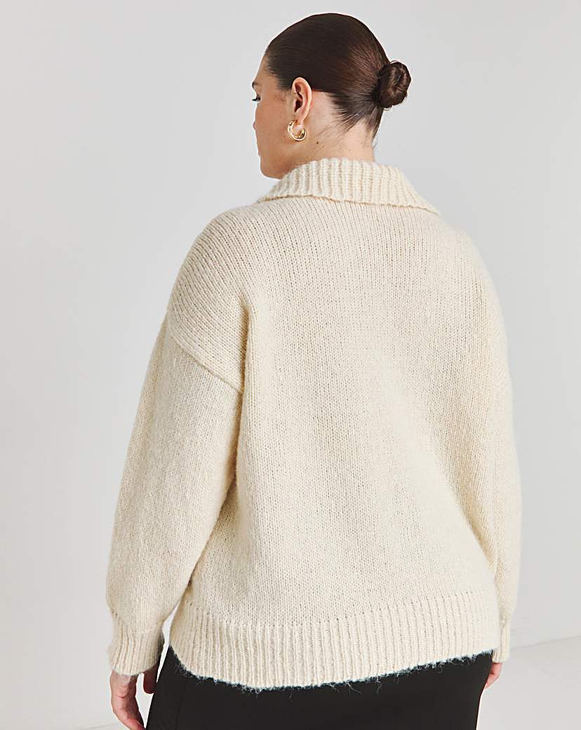 Cream Collar Cardigan