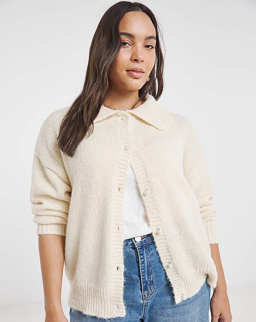 Cream Collar Cardigan