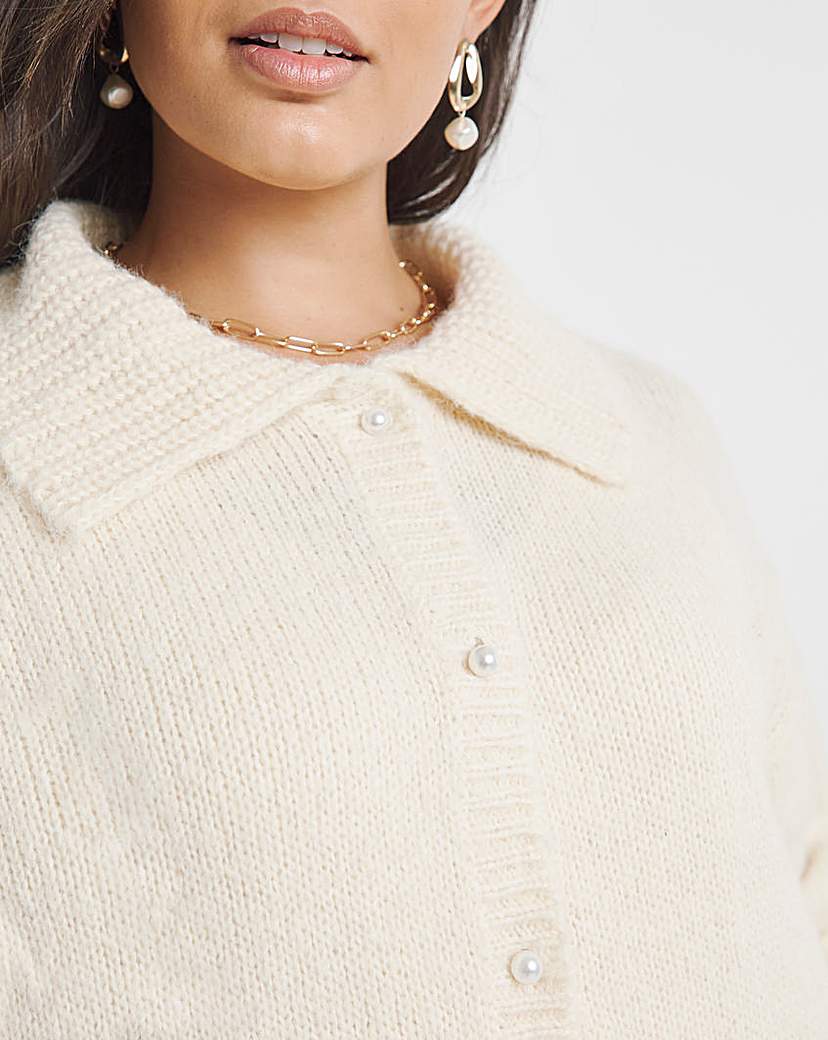 Cream Collar Cardigan