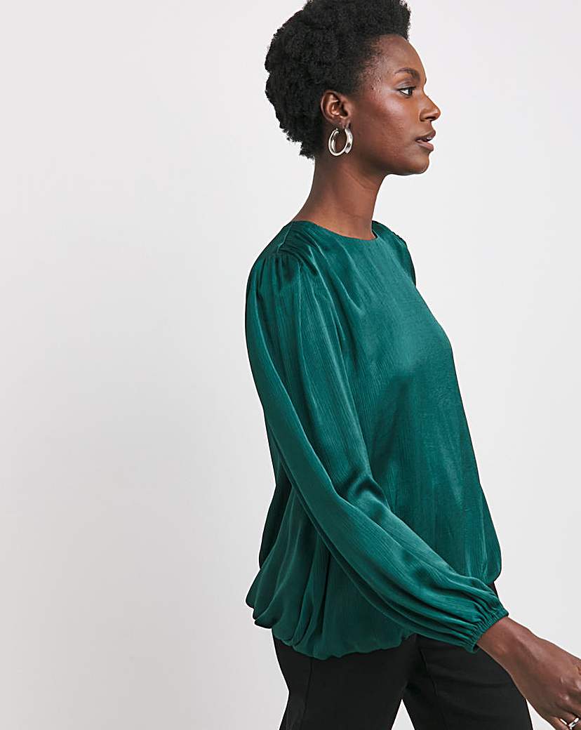 Satin Bubble Hem Blouse