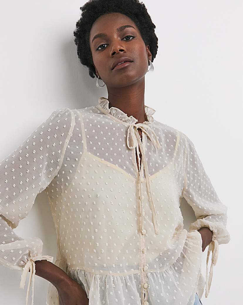 New In - Dobby Frill Smock Blouse