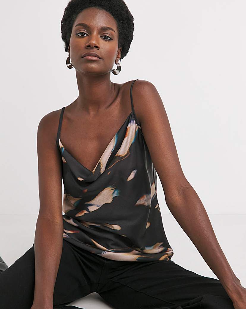 Satin Cowl Neck Strappy Cami